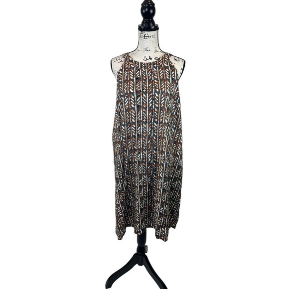 Marianne 100% Rayon Midi Dress Sleeveless Relaxed Fit Aztec Geometric Black 3X - Picture 1 of 10